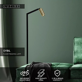 SYBIL floor reading lamp 1xGU10 35 W black (Lucide)
