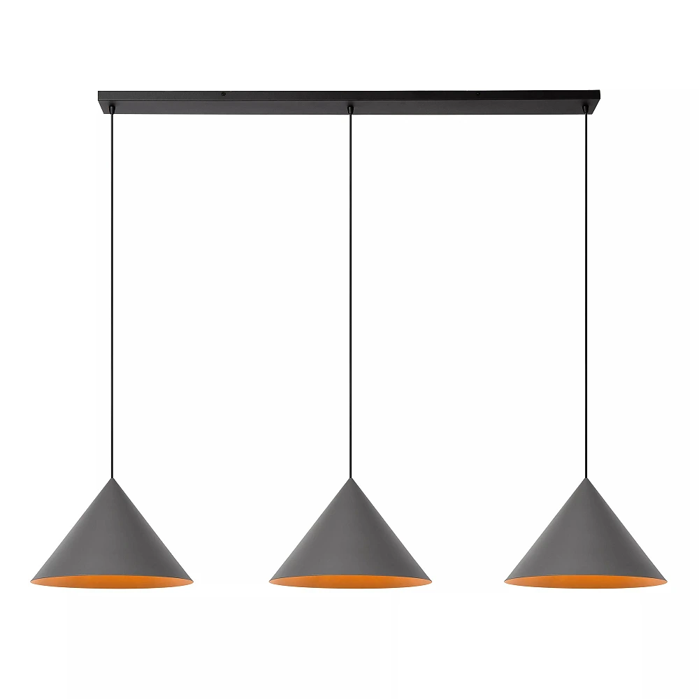 SPITZE Pendant light 3xE27 40W Grey (Lucide)