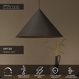 SPITZE Pendant light Ø60 cm 1xE27 40W Grey (Lucide)