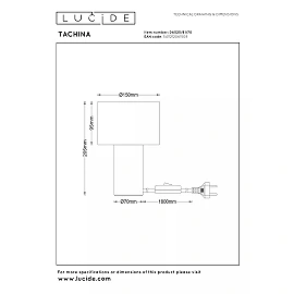 TACHINA galda lampa 17x17 cm 1xE14 dabīga (Lucide)