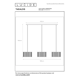 TAGALOG piekaramā lampa Ø40 cm 3 x E27 bambuss/melna (Lucide)