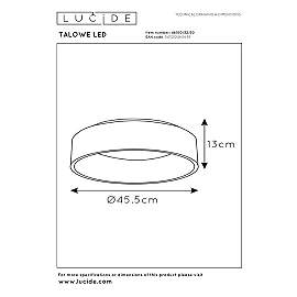 TALOWE LED ceiling light Ø45,5 cm LED 30 W black (Lucide)