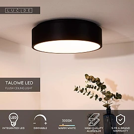 TALOWE LED ceiling light Ø45,5 cm LED 30 W black (Lucide)