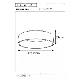 TALOWE LED ceiling light Ø60 cm LED 42 W black (Lucide)