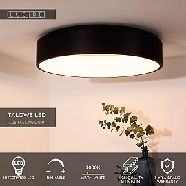 TALOWE LED ceiling light Ø60 cm LED 42 W black (Lucide)