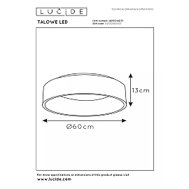 TALOWE LED ceiling light Ø60 cm LED 42 W white (Lucide)