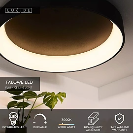 TALOWE LED ceiling light Ø80 cm LED 80 W black (Lucide)