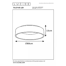 TALOWE LED ceiling light Ø80 cm LED 80 W white (Lucide)