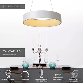 TALOWE LED pendant light Ø60 cm dimmable 39W 3000K White (Lucide)