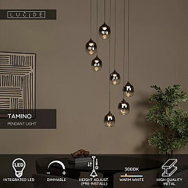 TAMINO pendant light Ø52 cm LED dimmable 7x7W 3000K Black (Lucide)