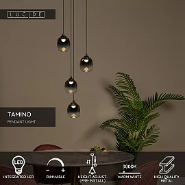 TAMINO pendant light Ø36 cm LED dimmable 4x5.2W 3000K Black (Lucide)