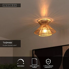 TASMAN Flush ceiling light Ø32 cm E27 natural (Lucide)