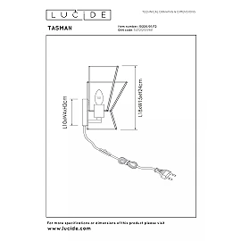 TASMAN Wall light 1xE14 natural (Lucide)