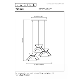 TASMAN Pendant light 3xE27 natural (Lucide)
