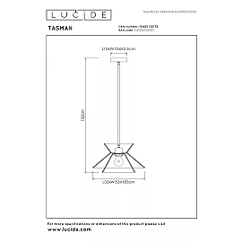 TASMAN Pendant light 1xE27 natural (Lucide)