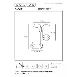 TATUM Garden spotlight 1x5W Integrated LED IP65 Anthracite (Lucide)