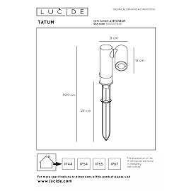 TATUM Garden spotlight 1x4.5W Integrated LED IP65 Anthracite (Lucide)