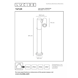 TATUM Bollard light 1x5W Integrated LED IP65 Anthracite (Lucide)