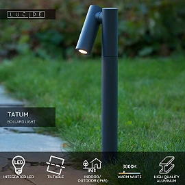 TATUM Bollard light 1x5W Integrated LED IP65 Anthracite (Lucide)