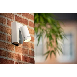 TAYLOR outdoor wall spotlight 1xGU10, IP54, motion sensor, White (Lucide)