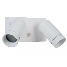 TAYLOR outdoor wall spotlight 2xGU10, IP54, motion sensor, White (Lucide)