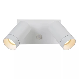 TAYLOR outdoor wall spotlight 2xGU10, IP54, motion sensor, White (Lucide)