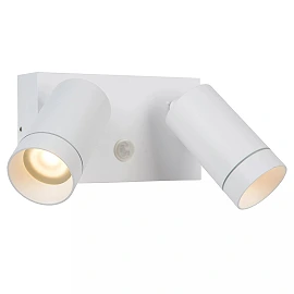 TAYLOR outdoor wall spotlight 2xGU10, IP54, motion sensor, White (Lucide)