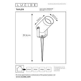 TAYLOR garden spotlight 1xGU10 black (Lucide)