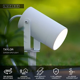 TAYLOR garden spotlight 1x50W GU10 white (Lucide)