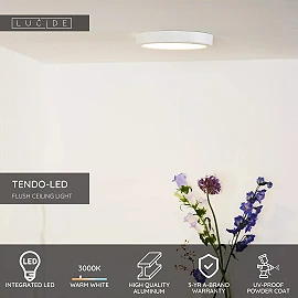 TENDO-LED griestu lampa Ø22 cm LED 18 W 3000K balta (Lucide)