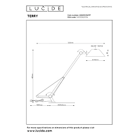 TERRY LED galda darba lampa 8 W 3000K 400 lm bordo (Lucide)
