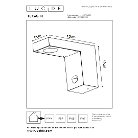 TEXAS-IR outdoor wall spotlight LED 1x7W 3000K anthracite (Lucide)