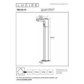 TEXAS-IR outdoor bollard light LED 7W 3000K sensor anthracite (Lucide)