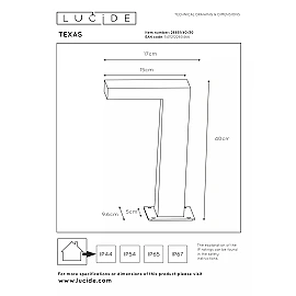 TEXAS LED outdoor bollard light 1 x 8 W 3000K anthracite (Lucide)