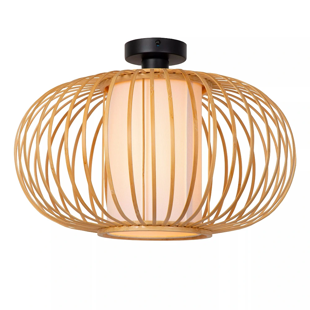 THULINE griestu lampa Ø45 cm 1xE27 5 W gaiša koka (Lucide)