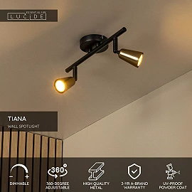 TIANA wall spotlight 2xGU10 champagne (Lucide)