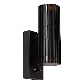 TIMBALA outdoor wall spotlight with PIR motion and day/night sensors, 2 × GU10, max. 7 W each, black (Lucide)