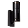 TIMBALA outdoor wall spotlight with PIR motion and day/night sensors, 2 × GU10, max. 7 W each, black (Lucide)