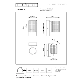 TIMBALA outdoor wall spotlight 1xGU10 black (Lucide)