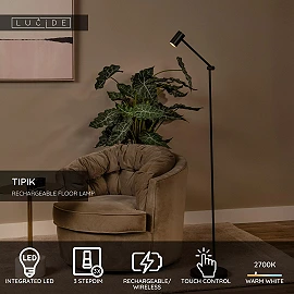 TIPIK rechargeable LED floor lamp 3 W 2700 K black (Lucide)