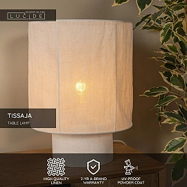 TISSAJA Table lamp 1x40W E27 white (Lucide)