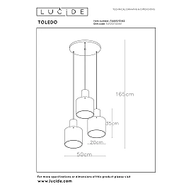 TOLEDO pendant light 3xE27 Amber cluster (Lucide)