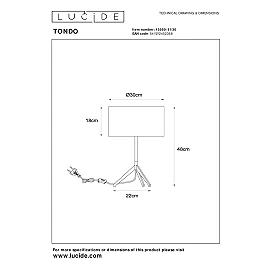 TONDO Table lamp Ø30cm 1x60W E27 black (Lucide)