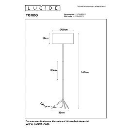 TONDO floor lamp Ø38 cm 1xE27 60 W matt gold / brass (Lucide)