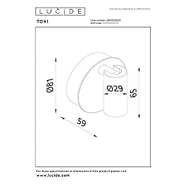 TONI rechargeable wall spotlight LED 2W CCT magnetic Grey iron (Lucide)