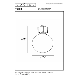 TRACK TYCHO track spot 1xG9 Opal / Black (Lucide)