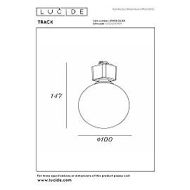 TRACK TYCHO track spot 1xG9 Smoke Grey / Black (Lucide)