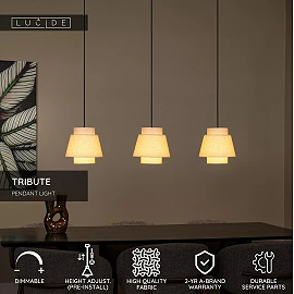 TRIBUTE pendant light 3xE27 Cream (Lucide)