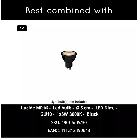 TRIMLESS iebūvējamais griestu prožektors 9,7 cm × 9,7 cm × 9 cm 1x50W melna (Lucide)
