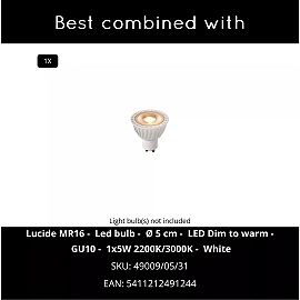 TRIMLESS iebūvējamais griestu prožektors 9,7 cm × 9,7 cm × 9 cm 1x50W balta (Lucide)